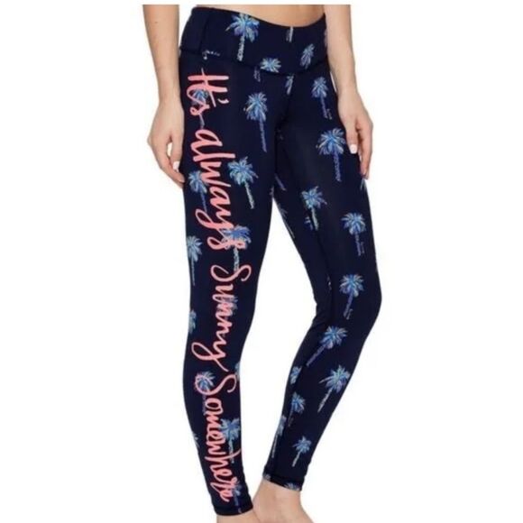 Lilly Pulitzer Luxletic Leggings Palm Tree "It's Always Sunny Somewhere" Size M - Picture 3 of 12